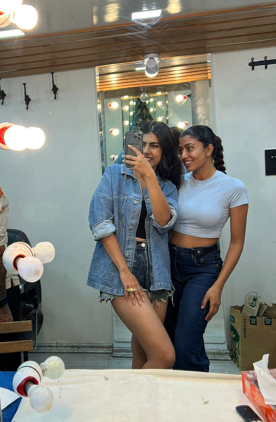 Backstage moment at a shoot