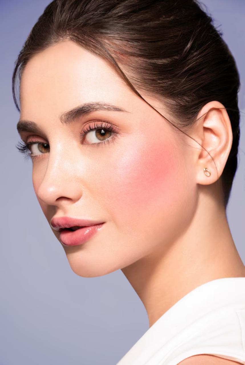 Editorial beauty look with soft blush
