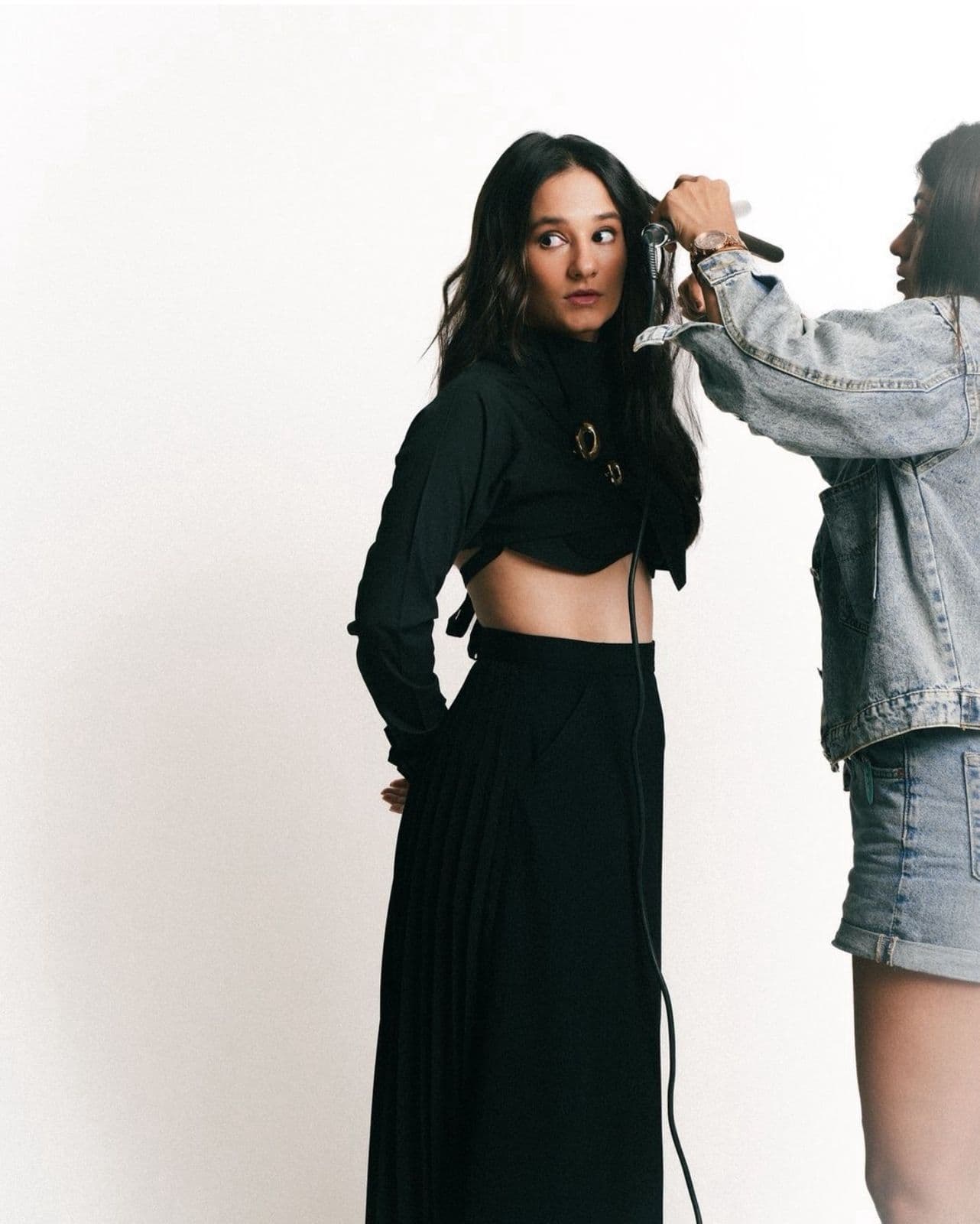 Editorial hair styling in studio